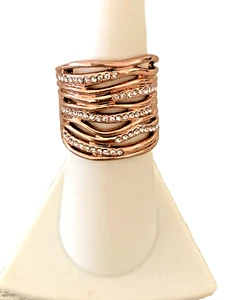 Anello oro rosa accessorio matrimonio moda lusso donna stile corda nuovo con scatola - Foto 1 di 6