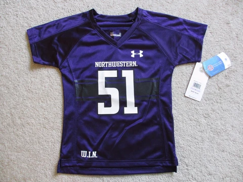 ☀️ NEW UNDER AMOUR Northwestern Wildcats Girls Purple Football Jersey Size Sz 6 Cover