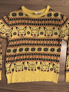 Pokémon Pikachu Holiday Sweater Yellow Kids Size Medium - Picture 1 of 7