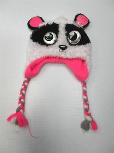 JUSTICE Hat Youth Girl's One Size Fleece Lined Panda Ear Flap Beanie  - Picture 1 of 7
