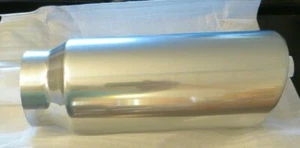 "Tubo de escape de corte ángulo inclinado entrada tubo de escape salida de 3"" 4"" de longitud 10" - Imagen 1 de 5