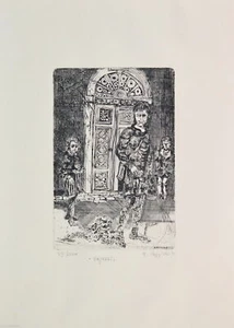 Gravure Etching Acquaforte REGGIORI Albino "Ragazzi" 1972 Firmata Numerata - Bild 1 von 1