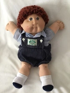 16” CPK Boy Doll Brown Eyes, Auburn Hair, 2 Dimples, 1985 - Picture 1 of 10