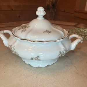 Johann Haviland Bavaria Germany Sepia Rose Covered Vegetable Serving Bowl Gold - Picture 1 of 11