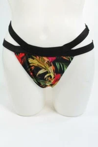 MISSGUIDED TROPICAL PRINT DOUBLE STRAP BIKINI BOTTOMS UK10 - Picture 1 of 3