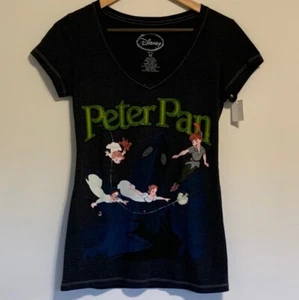 Peter Pan Disney Juniors Shirt Medium You Can Fly V Neck Tinkerbell NWT - Picture 1 of 3