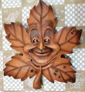 WMG Anamorphic BROWN LEAF Wall Decor Resin 3D Art MOVING EYES 2005 - Picture 1 of 6