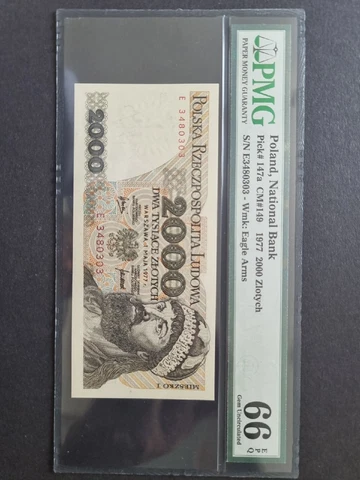 Poland 2000 Zlotych 1977 PMG 66 EPQ UNC P#147a Series E Mieszko I Cover