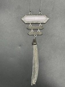 Paparazzi Rio Rendezvous Silver White Bead Geometric Tassel Necklace/Earrings - Picture 1 of 3