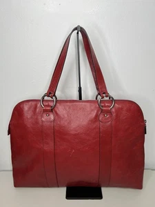 HOBO International Red Leather Dual Strap Zip Shoulder Tote Bag - Picture 1 of 17