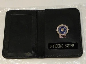 Cartera de identificación de cuero mini PIN delgada línea azul oficial de policía - hermana del oficial NYS - Imagen 1 de 3