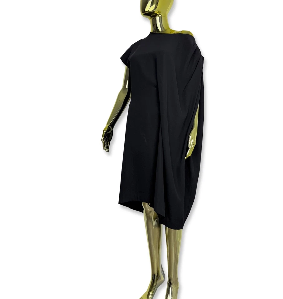 Jean Paul Gaultier Draped Toga Dress Black Asymmetric Size 42 - Image 1 of 4