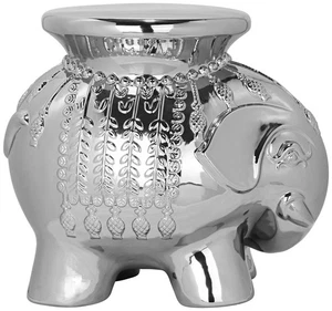 Safavieh Elephant Glazed Silver Ceramic Garden Stool - Picture 1 of 1