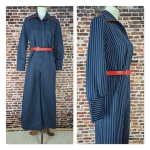 Vintage 70's Jumpsuit Blue White Stripe Ladies Bellbottom Jumpsuit Small Medium - Picture 1 of 10