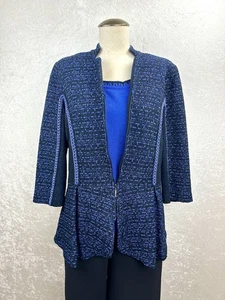 Old Money Ming Wang Womens Royal Black Retro 2PC Sweater Set Corpcore Size L - Picture 1 of 13