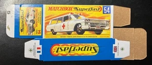 Matchbox Superfast #54 Cadillac Ambulance ‘70-‘71 Type G Repro Box  - Picture 1 of 2