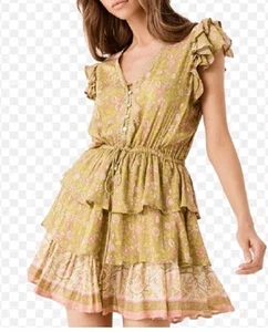 SPELL & THE GYPSY COLLECTIVE Dahlia Ra Ra Ruffle Tiered Dress Mini Size M SP6 - Picture 1 of 6