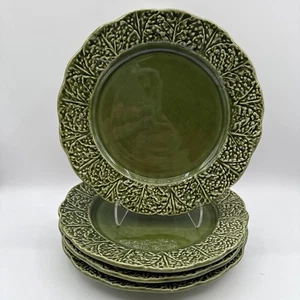 4 Vintage Olfaire olivgrün Mid Century Cabbageware Speiseteller mit Rand - 3285 - Bild 1 von 24