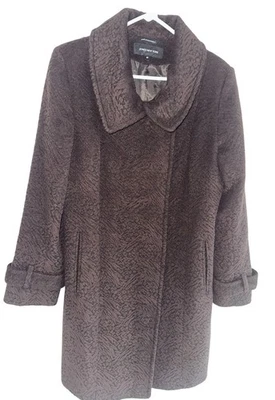 Jones New York Womens Wool Blend Trench Coat Sz 10 Brown Textured - Image 1 of 4