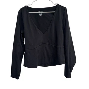 Sexy Corsé Torrid Cuello en V Top Talla 2x Negra Manga Larga Camisa Ajustada - Imagen 1 de 4