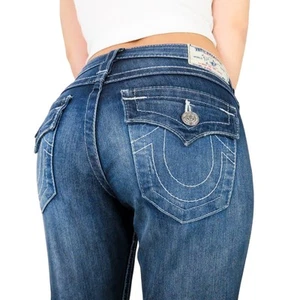 Y2k True Religion Dark Wash Skinny Jeans Gr. 28 gesticktes Logo Taschen Detail - Bild 1 von 8