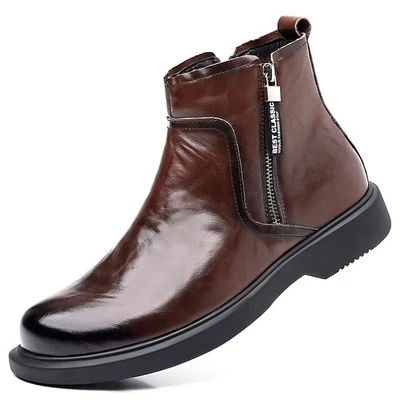 Genuine Leather Ankle Boots Men's Chelsea Boots New Designer Casual Dress Shoes - Image 1 of 4
