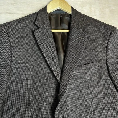 Винтажный мужской блейзер Ralph Lauren Tweed Brown Textural Check L 40R 100% шерсть атлас - Изображение 1 из 4