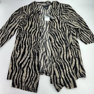 Maggie Barnes Zebra Print Open Cardigan Sheer Size 0X NWT - Picture 1 of 4