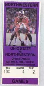 CFB 1986 11/08 Northwestern at Ohio State Football Ticket Stub-Cris Carter (HOF) - Picture 1 of 1