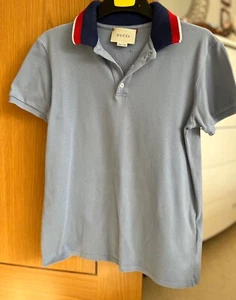 GUCCI MONSTERS LIGHT BLUE POLO SHORT SLEEVE AGE 12 BOYS VGC - Picture 1 of 8