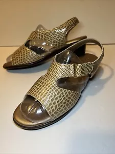 SAS 8 W Gold Leather Snake/Animal Print Sling-back Sandal Comfort Women Shoes - Picture 1 of 14