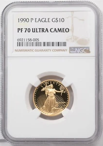 1990-P $10 1/4oz Gold Eagle NGC PF70 ULTRA CAMEO NG2000 - Picture 1 of 1