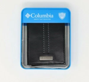 COLUMBIA Mens Shield Security Bifold Black Leather Wallet - Picture 1 of 6