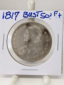 1817 Capped Bust Half Dollar F+ Condition United States Silver Half- See Photos - Picture 1 of 4