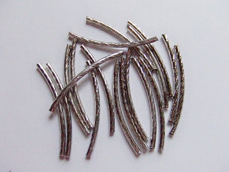 20pz perline  spacer separatori  tubo in ottone 35x2mm colore argento scuro - Immagine 1 di 1