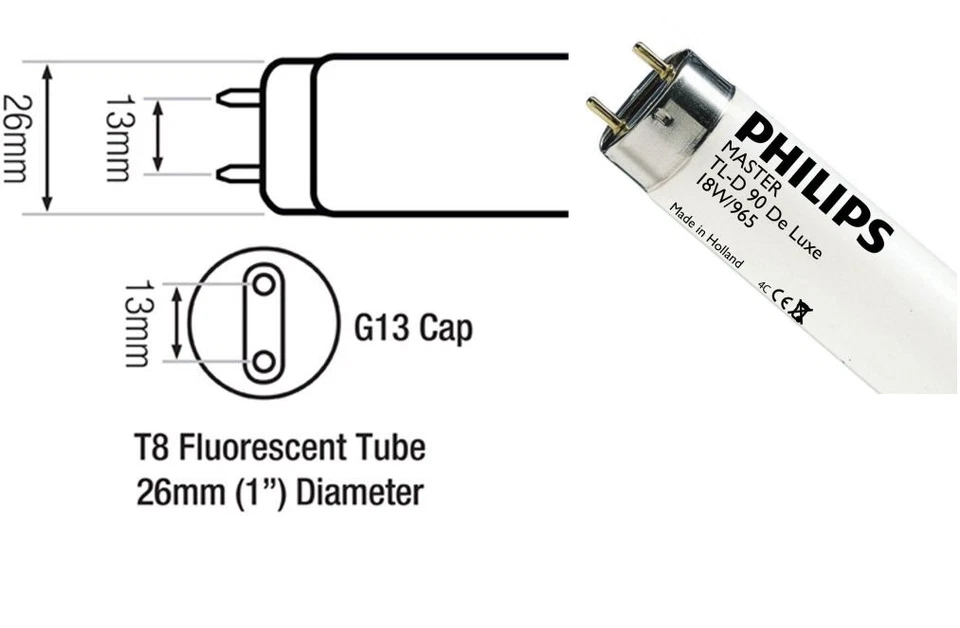 5 x Philips TL-D 90 De Luxe  T8 Fluorescent Tubes 18w 965 604mm 2ft daylight - Image 1 of 1