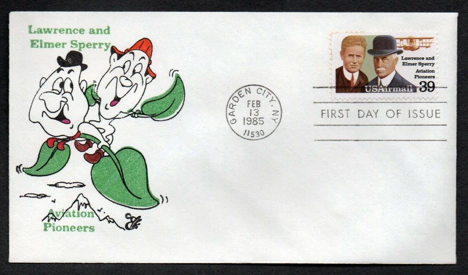 USA 1985 FDC HAND PAINTED RICHARD ELLIS ANIMATED AVIATION PIONEERS + CACHET - Image 1 of 1