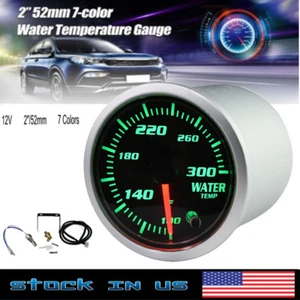 52mm Silver  7 Color LED Water Coolant Temperature Temp Gauge Meter - °F - Picture 1 of 5