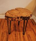 Hound&amp;Horns 19&quot; Maple Live Edge Side Table - Hairpin Leg Table