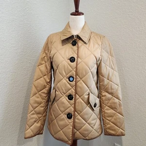 Chaqueta acolchada acolchada Coach para mujer color tostado/beige, auténtica, ribete de cuero, XS - Imagen 1 de 11
