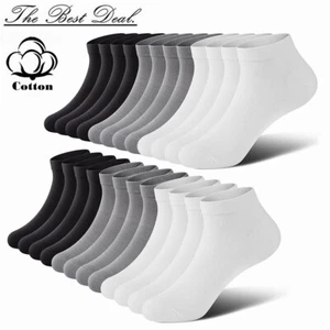 3-12 Pairs Mens Womens Ankle Socks Cotton Solid Low Cut High Quality Size 9-13 - Picture 1 of 11