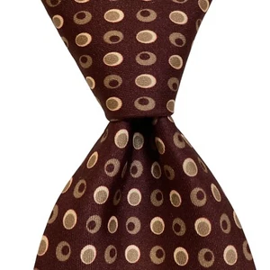 ALTEA MILANO Men's 100% Silk Necktie ITALY Designer POLKA DOT Burgundy/Tan NEW - Picture 1 of 3