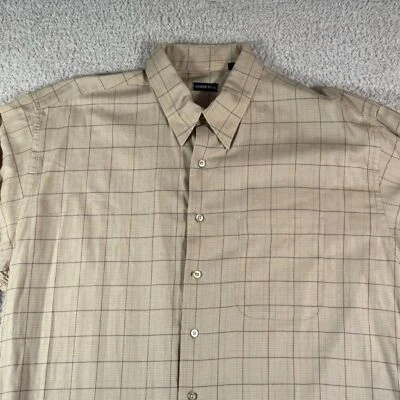 Camisa de vestir Gitman Bros para hombre manga larga con botones beige marrón a cuadros talla XLT EE. UU. Foto 1 de 4
