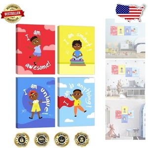 Cute Black Boys Motivational Wall Decor - Ready to Hang Canvas Prints - Picture 1 of 9
