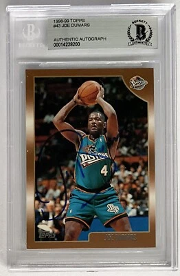 JOE DUMARS SIGNED 1998-99 TOPPS #43 BECKETT AUTHENTIC AUTO BAS AUTOGRAPH - Image 1 of 2