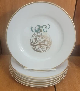 Pier 1 ORNAMENT Salat Dessert Teller 6er Set, 7 1/2", Porzellan, Weihnachten, EUC - Bild 1 von 11