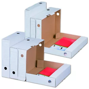 Archiv-Ablageboxen Archivschachteln Archivkartons Ordnerboxen Weiß 50mm & 75mm - Bild 1 von 3