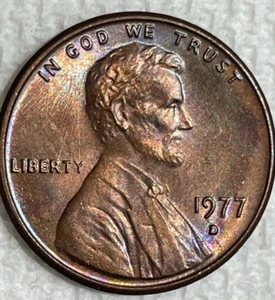 1977 D Defect Lincoln Memorial Penny, Floating Head, Polished Die defect (c140) - Picture 1 of 2