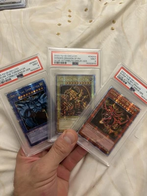 Yu-Gi-Oh TCG QCSR 25th Anniversary Egyptian god Cards, Slifer Obelisk Ra PSA 9 - Image 1 of 4