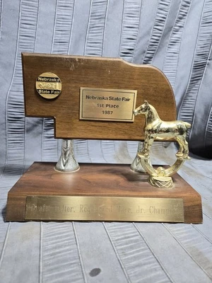 Vintage Horse Show Trophy Nebraska State Fair First Place 1987 Mare Jr Champion  - Image 1 of 4